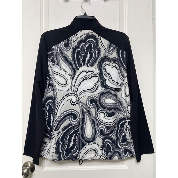 Chico's Zenergy Black & White Paisley Print Zip-Up Sport  Jacket Size 2 / US 12/ - Picture 6 of 12